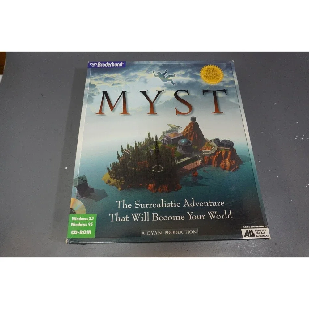 Myst CD-ROM for Windows 3.1 & Win 95 Big Box PC Game 1996 ISLAND Journey Tested